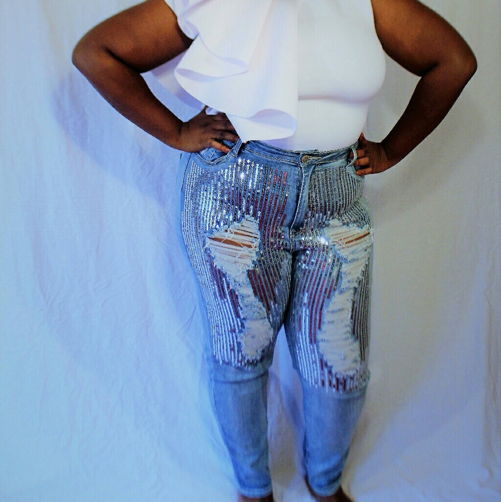 NWT! Sequin sparkle jeans *zipper broken*